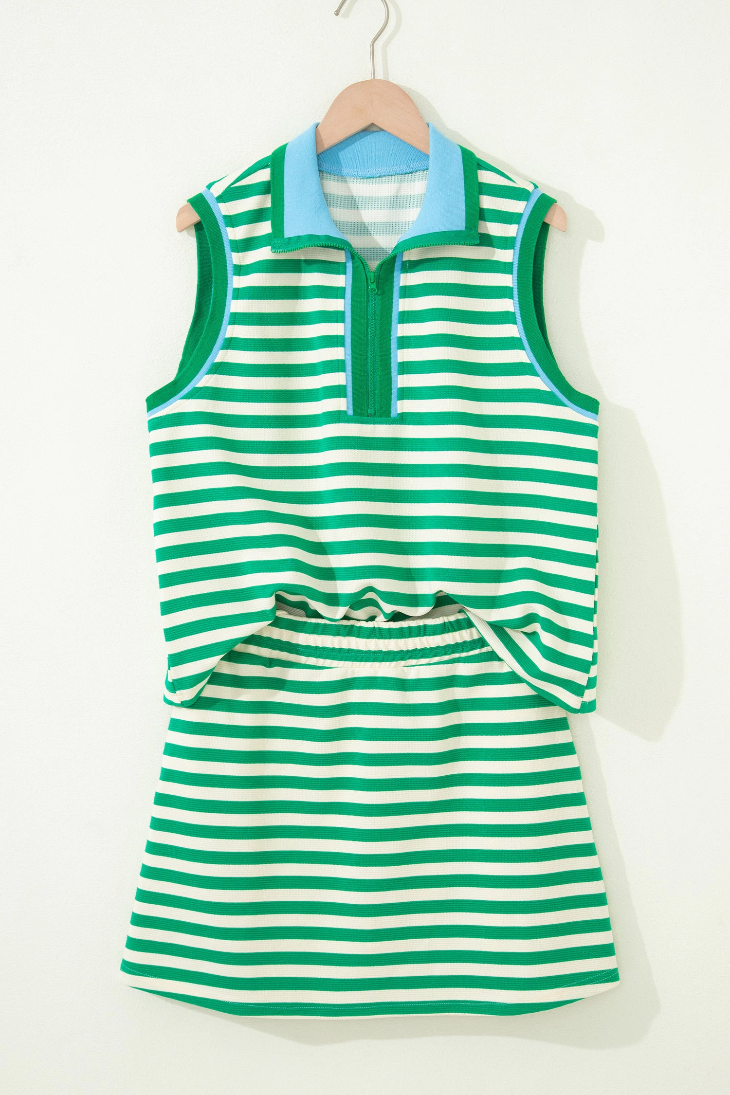 Threaded Pear Womens Ruth Sleeveless 2-Piece Skort Set Bright Green