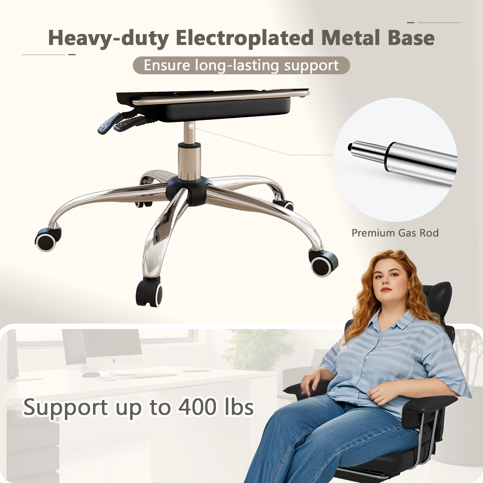 SlickBlue Reclining Desk Chair with Adjustable Height and Footrest