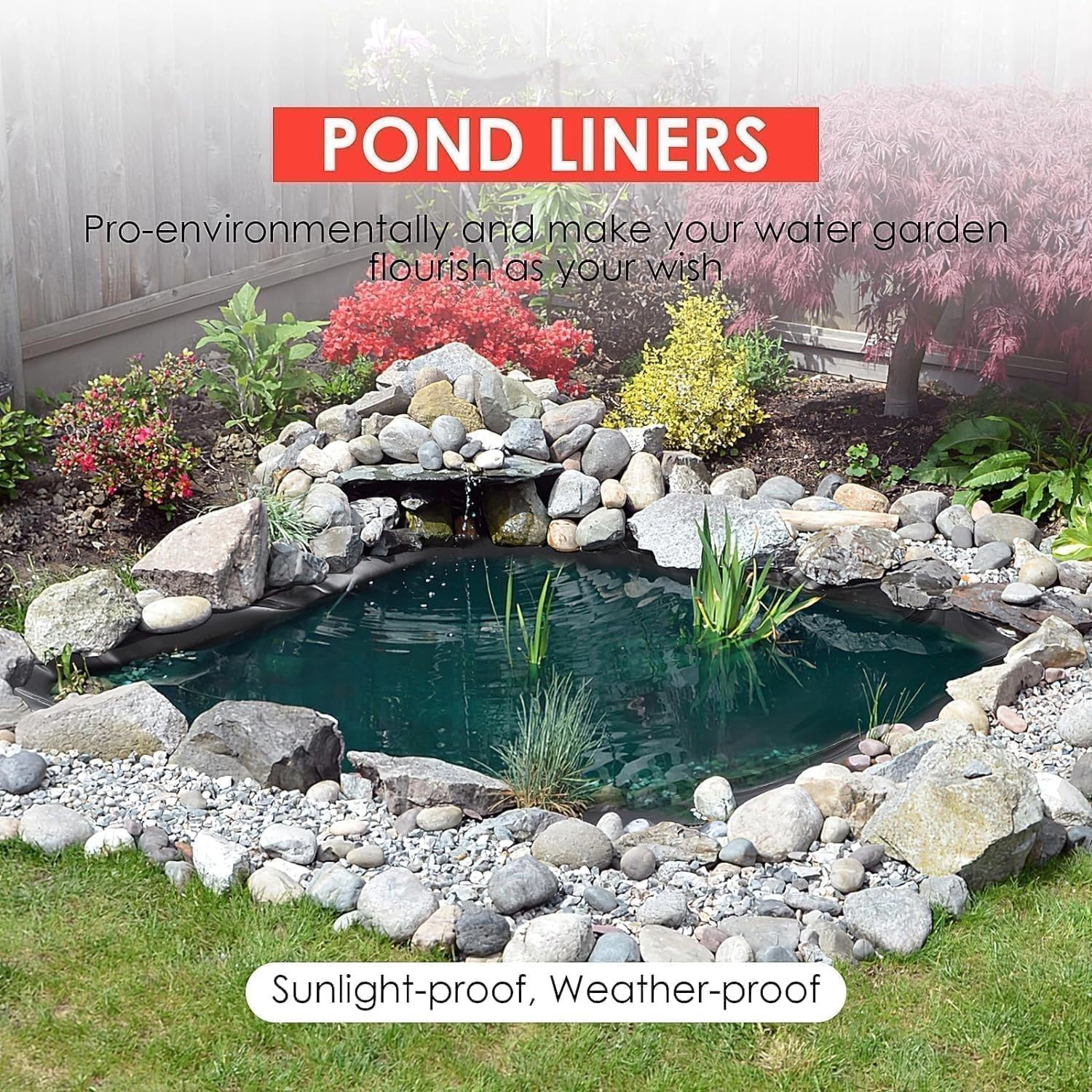 Enjyam Heavy-Duty LLDPE Pond Liner 20x25 FT 20 Mil, UV Resistant Waterproof for Koi Pond, Waterfall, Garden
