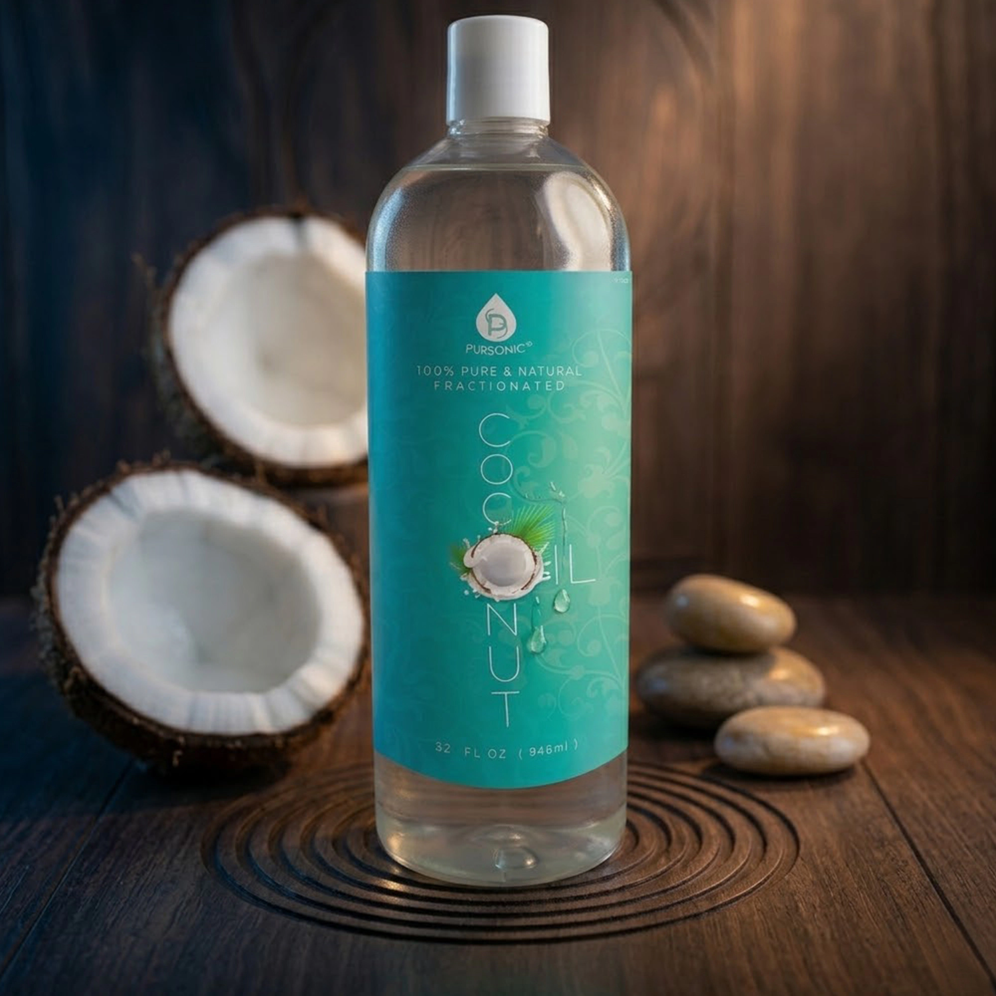 Pursonic Unisex 100% Pure Fractionated Coconut Oil for Massages, Therapeutic Recipes & Essential Oils  32 Fl Oz