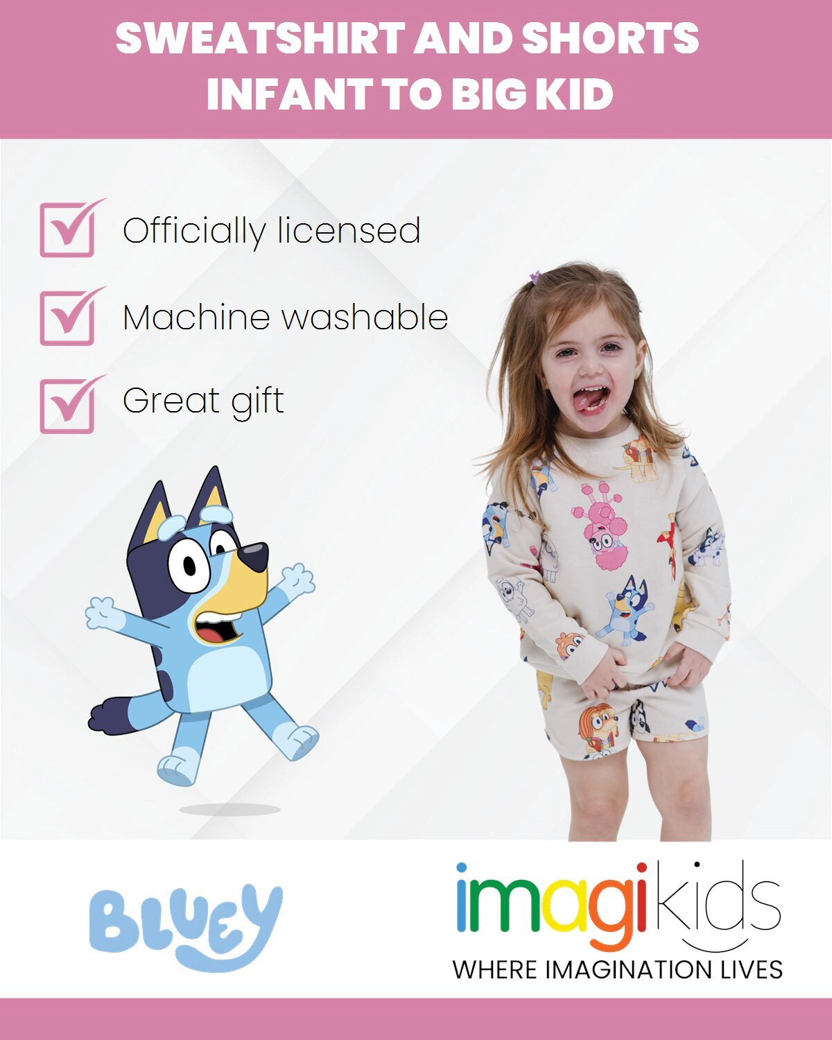 Bluey Girls' 2-Piece Sweatshirt and Shorts Set