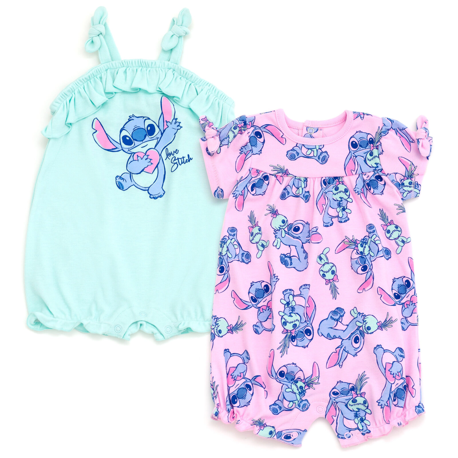 Disney Baby Girls' 2-Pack One Piece Bubble Rompers