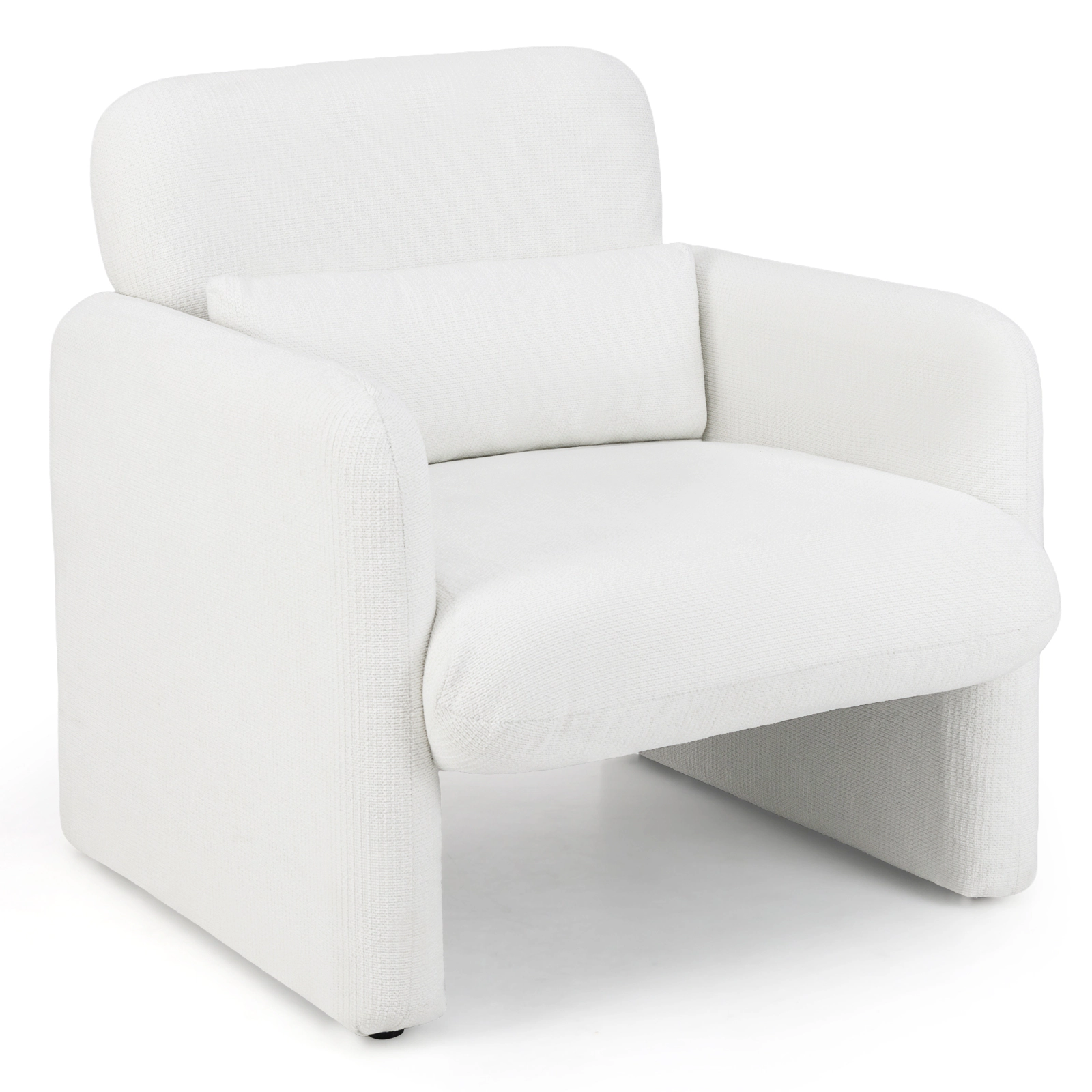 SUGIFT Modern Upholstered Chenille Accent Chair with Removable Lumbar Pillow 330-lb Capacity White