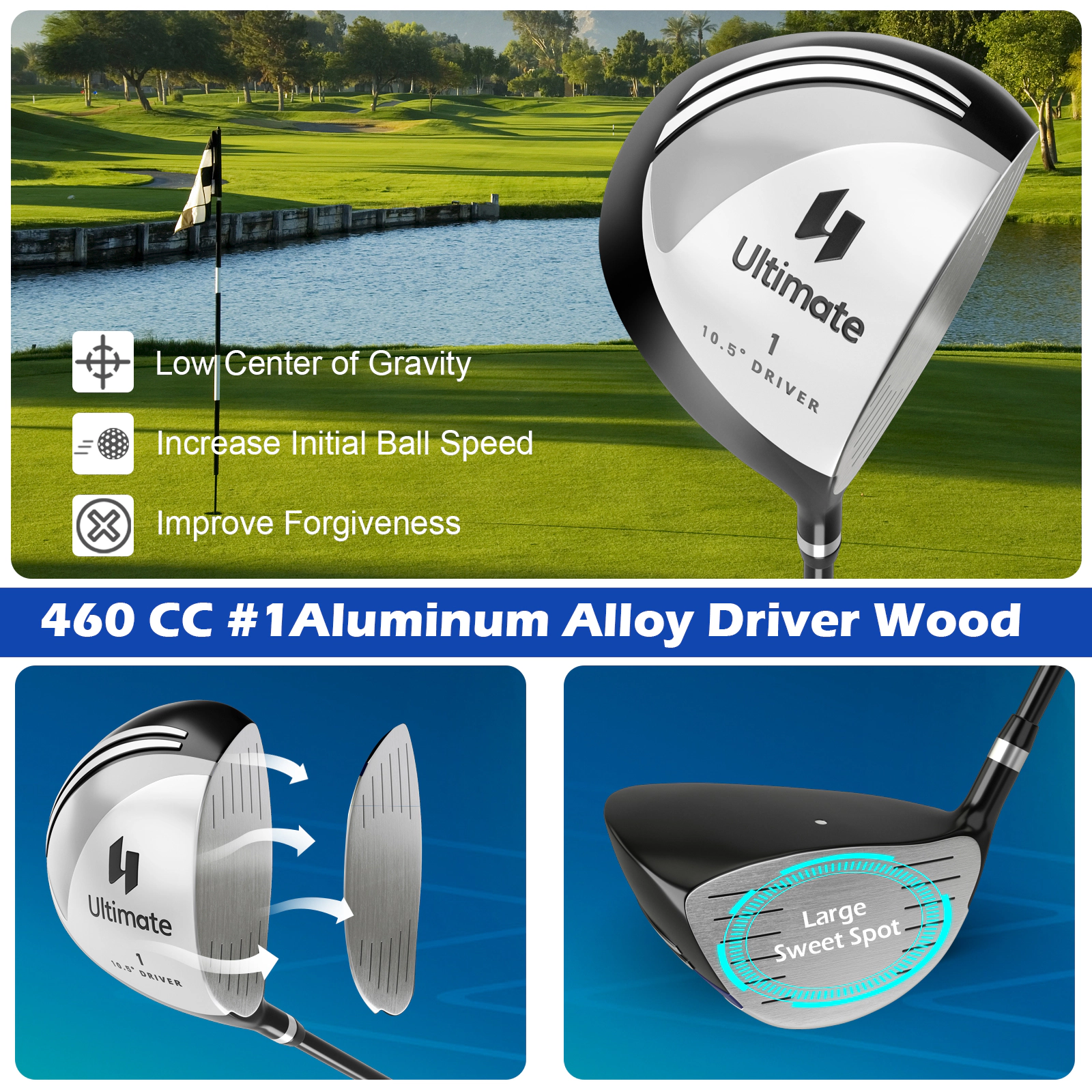 LJG Men's 9 Pieces Complete Golf Club Set