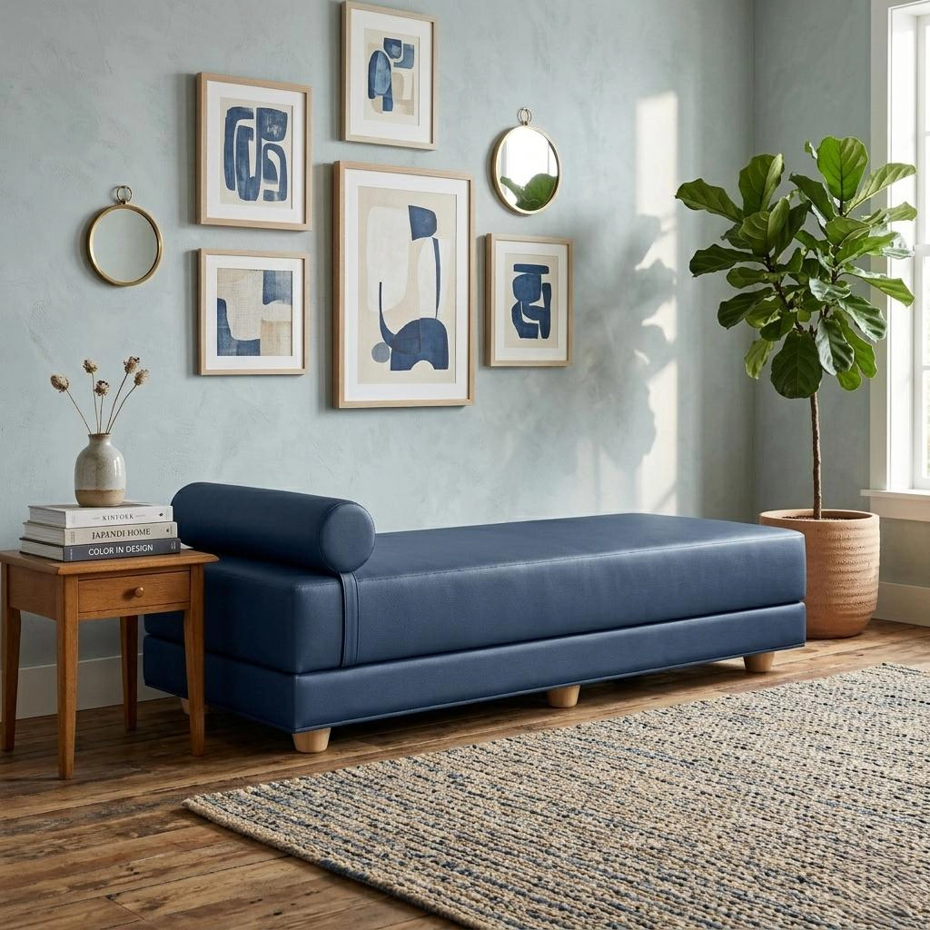 Jaxx Alon Daybed Deluxe Ultraleather - Fold-Out Sleeper Chaise with Memory Foam Queen-Size Mattress