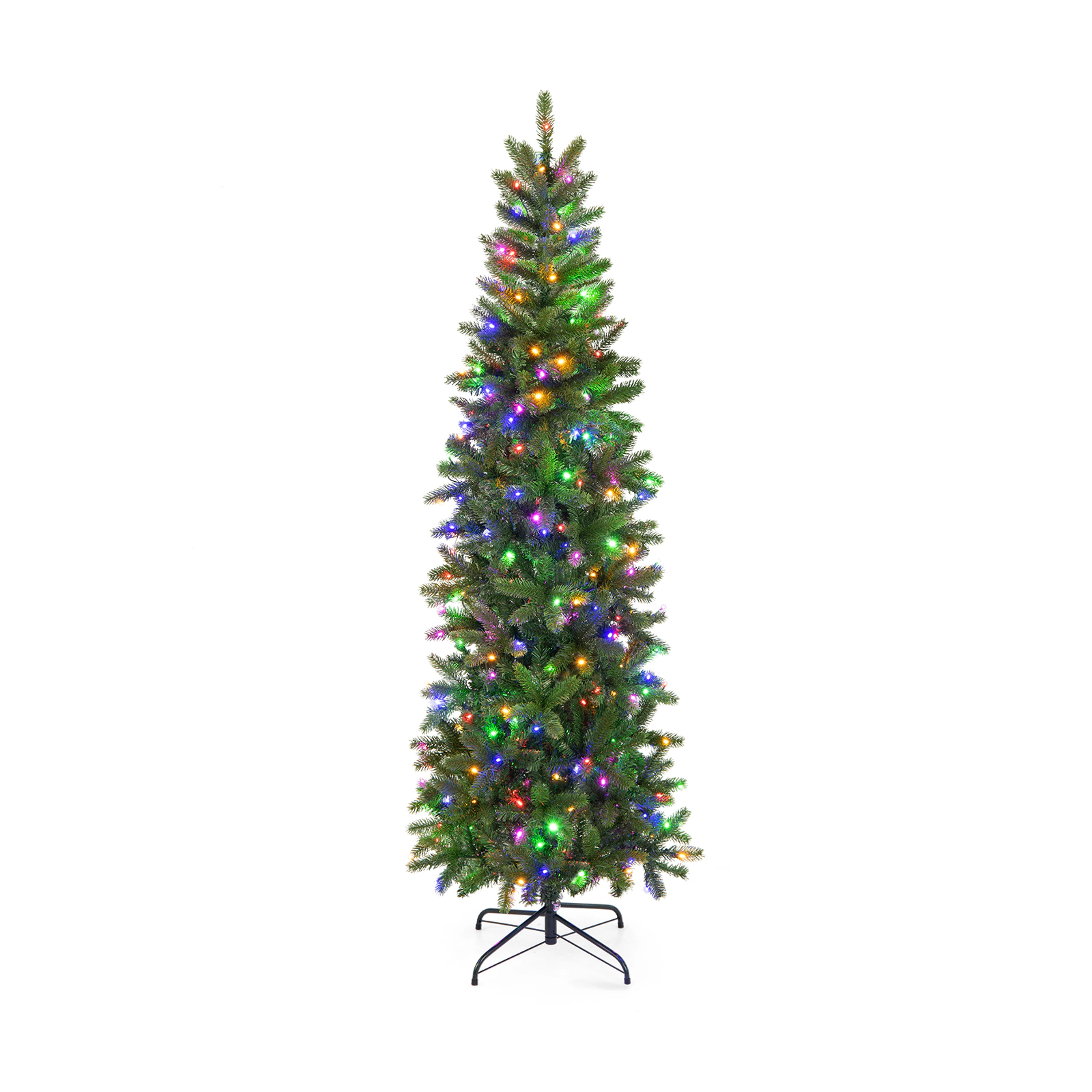 LJG 6 Feet Pre-Lit Artificial Christmas Pencil Tree with 648 PVC PE Branch Tips