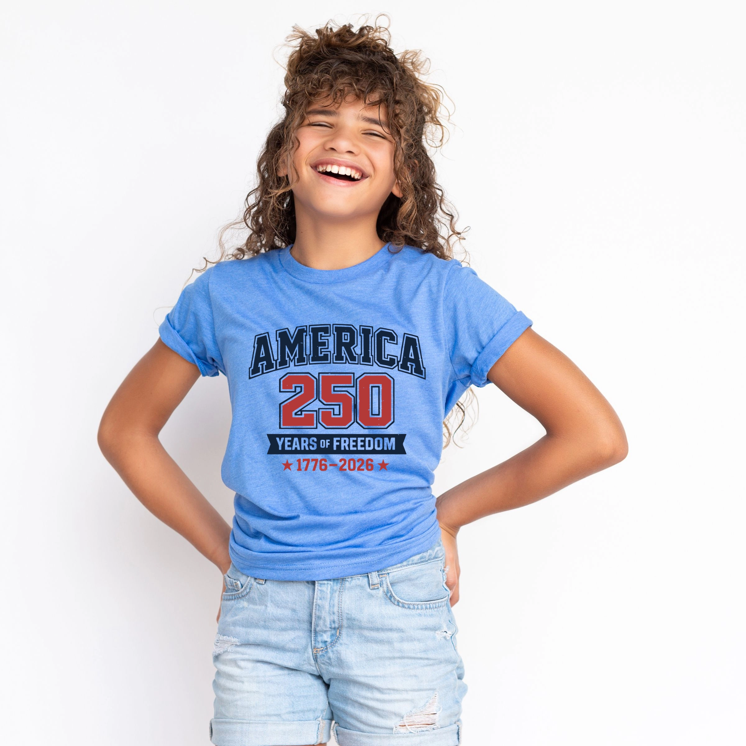 The Juniper Shop - America 250 Years of Freedom Varsity Youth Short Sleeve Graphic T-Shirt