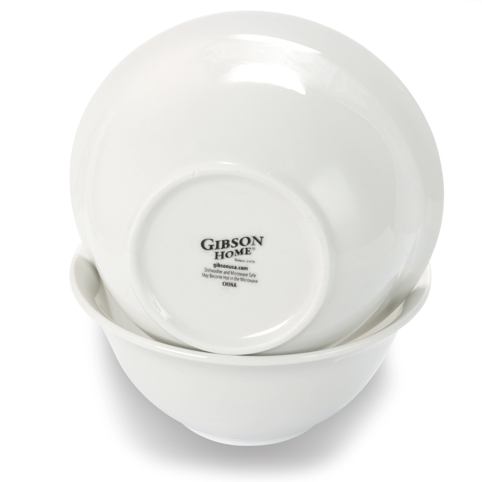 Gibson Home 2 Piece Inch Ceramic All-Purpose Round Bowl Set in White
