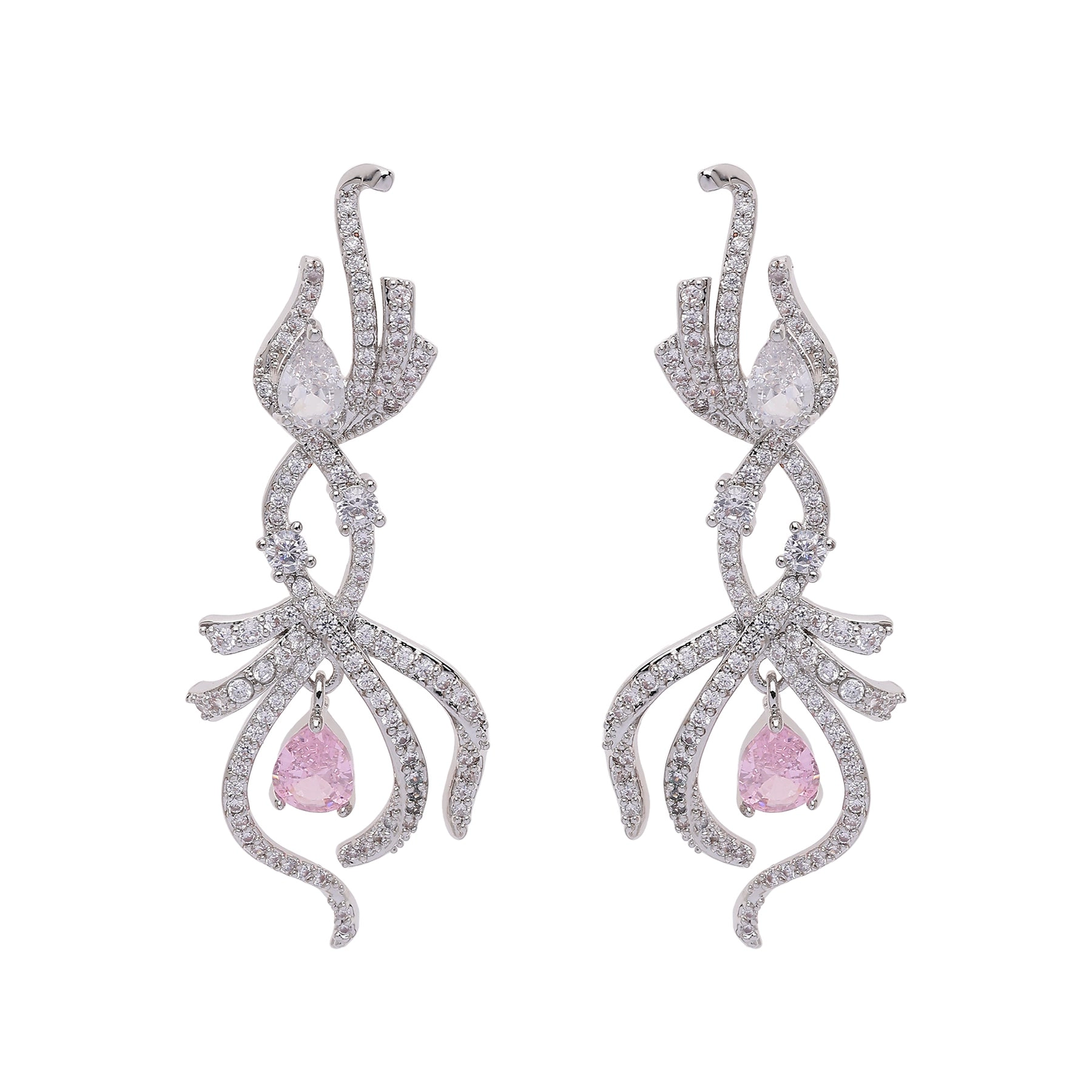 AGP PARIS Womens Infinity Pink Pear Shaped Drop Earrings