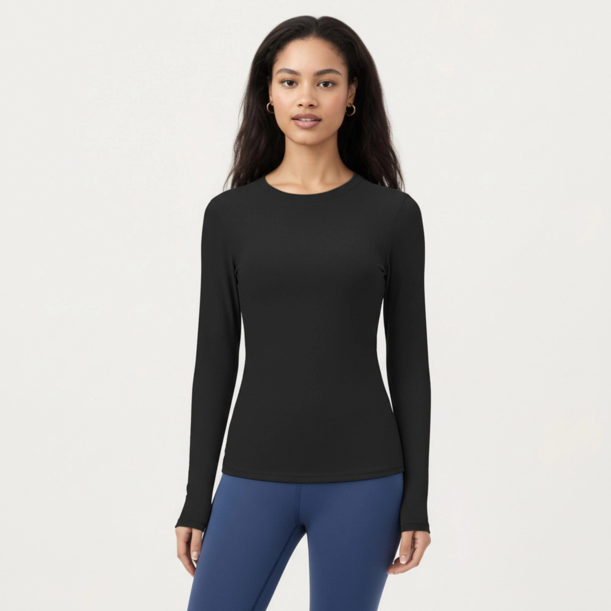 Anna-Kaci Women's Long Sleeve Fitted Stretch Knit Performance Top