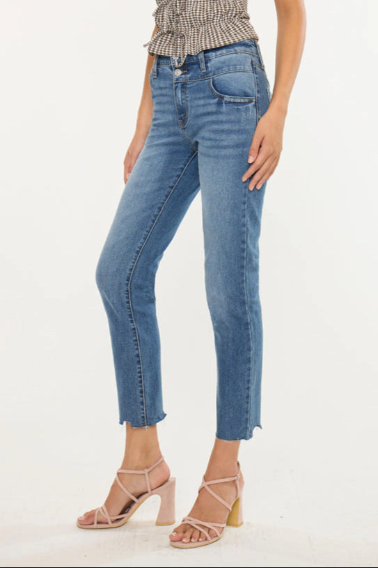KanCan Women's Essentials High Rise Slim Straight Jeans Kathleen