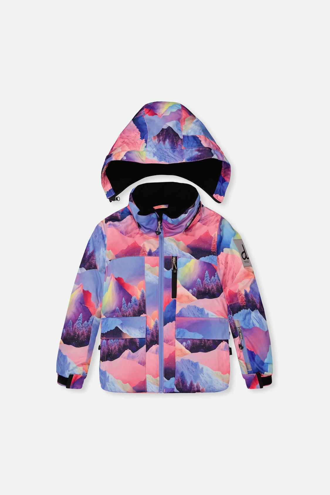 Deux par Girls Mountain Print Two Piece Play Snowsuit with Hooded Jacket and Snow Pants