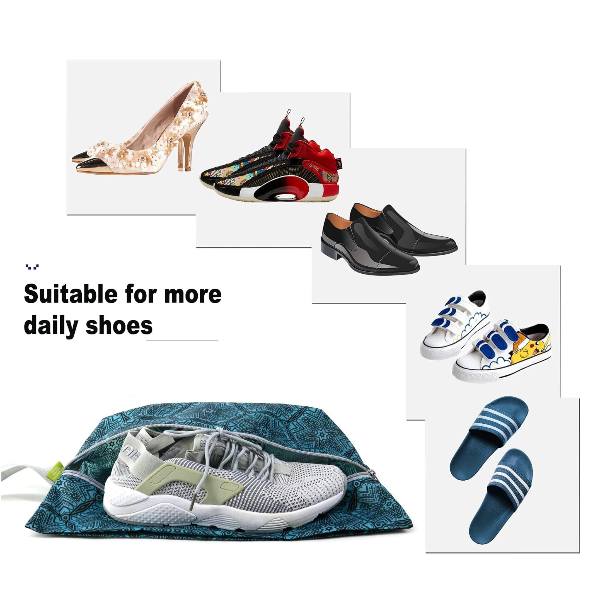 Stock Preferred Pack of 6 Travel Shoe Bags with Zipper Closure and Handle Storage Organizer