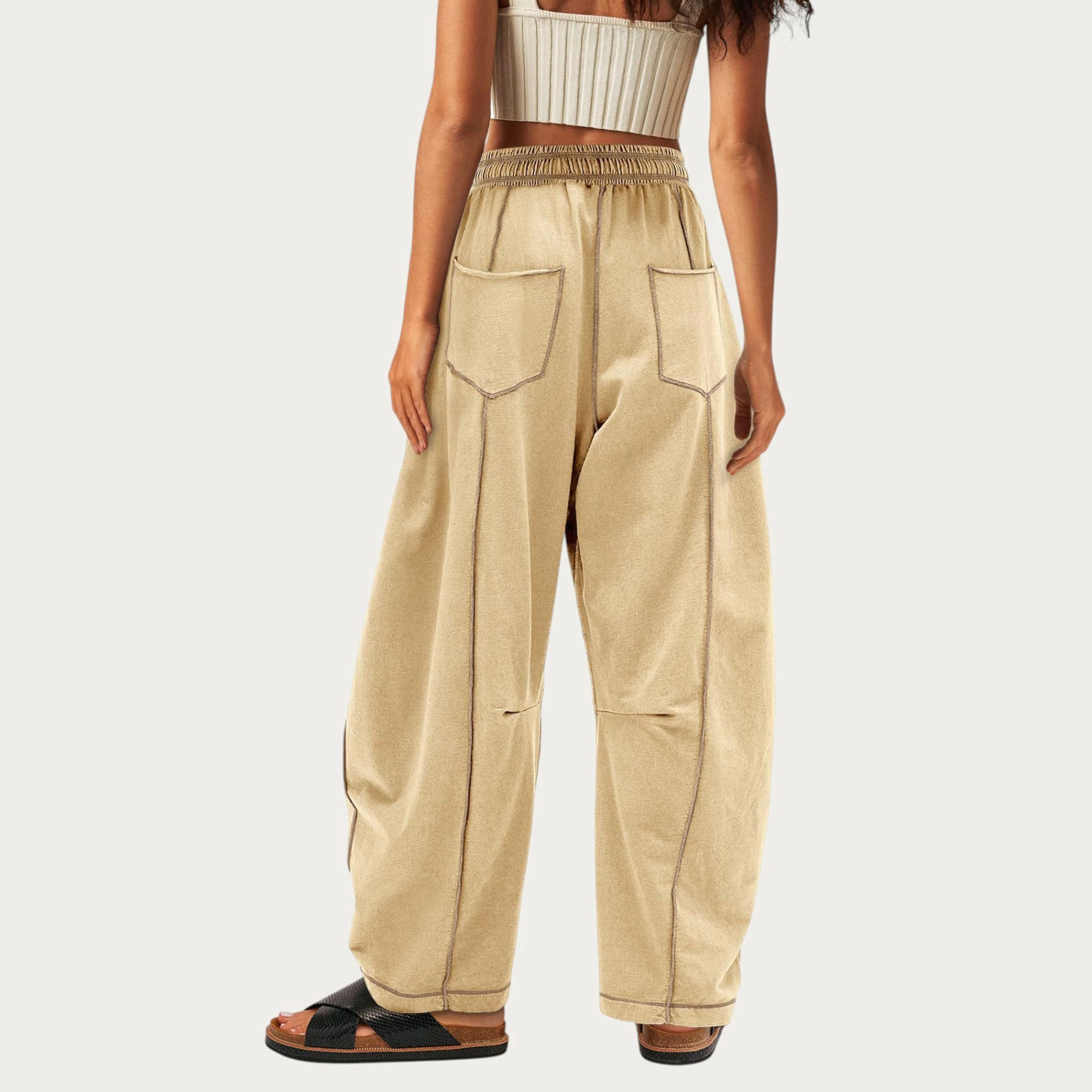 Anna-Kaci Womens Wide Leg Drawstring Lounge Pants with Side Pockets
