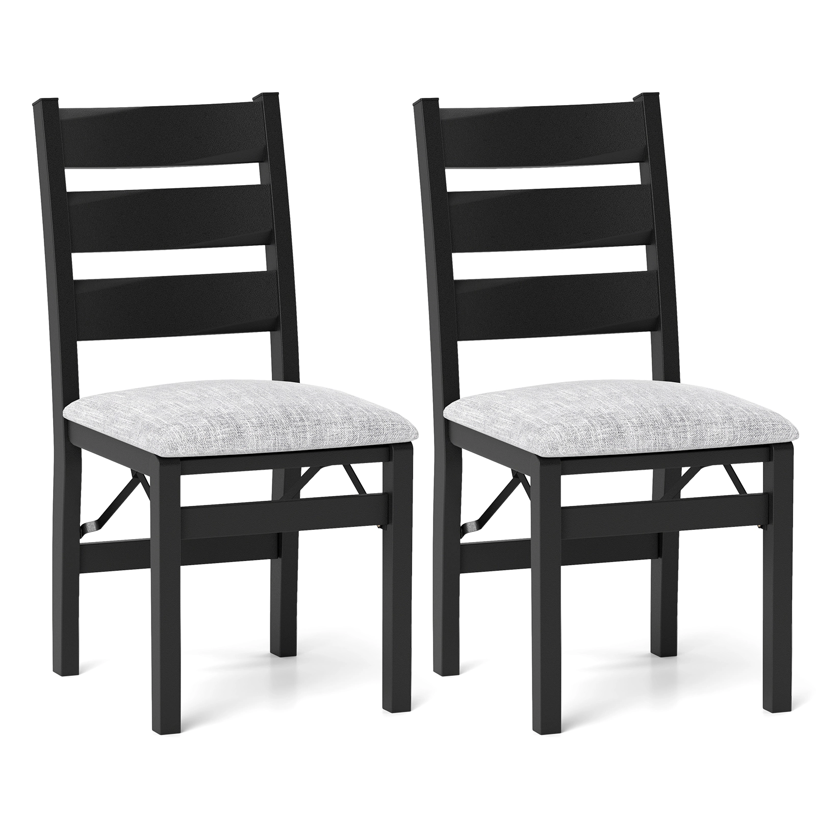 LJG Modern Upholstered Folding Chairs Set of 2 with Comfy Backrest