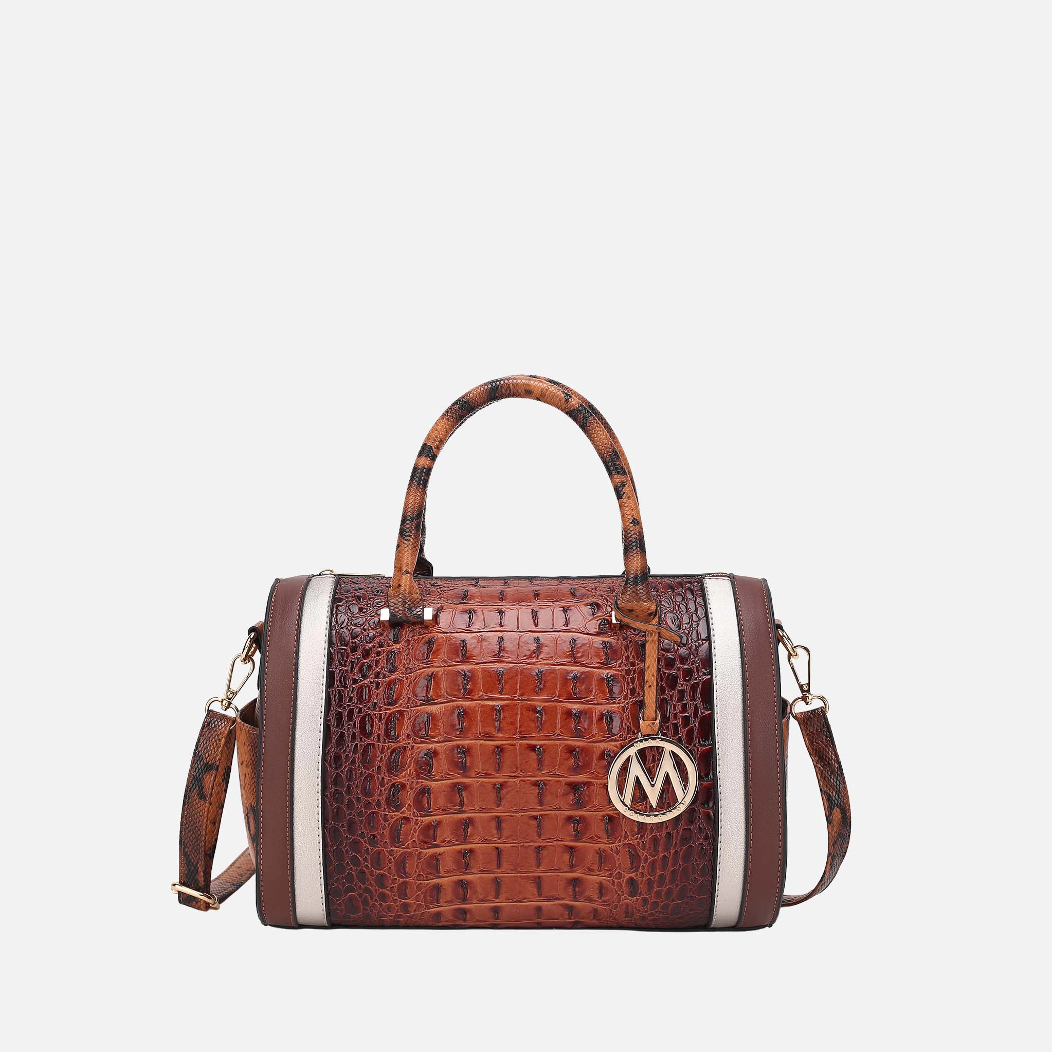 MKF Collection by Mia K Eleanor Croco-Embossed Vegan Leather Satchel, Removable Strap