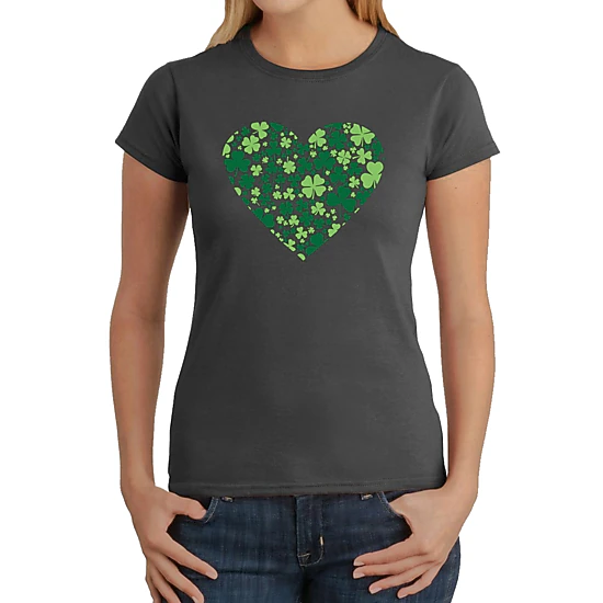 LA Pop Art Women's Word Art T-Shirt - Clover Heart