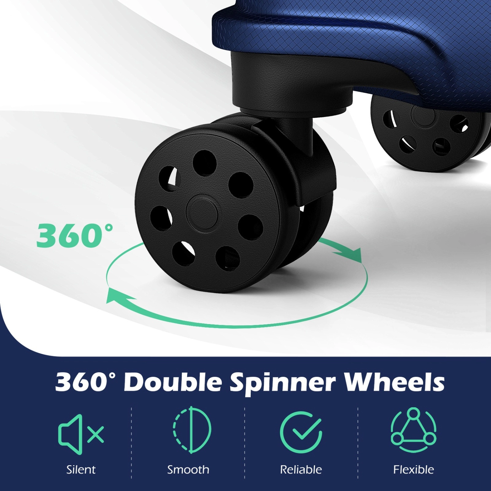 SUGIFT 3-Piece Hardside 8 Spinner Wheels Lightweight Nested Luggage Set 20-in 24-in 28-in 95-L 19.5-lb Navy