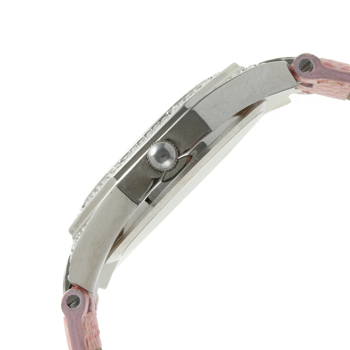 Peugeot Women's 37mm Pink Watch with Crystal Bezel Leather Band