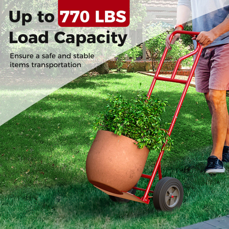 SUGIFT 660-lb Capacity P-Handle Hand Truck Dolly with Foldable Load Plate and Double Bearing Wheels
