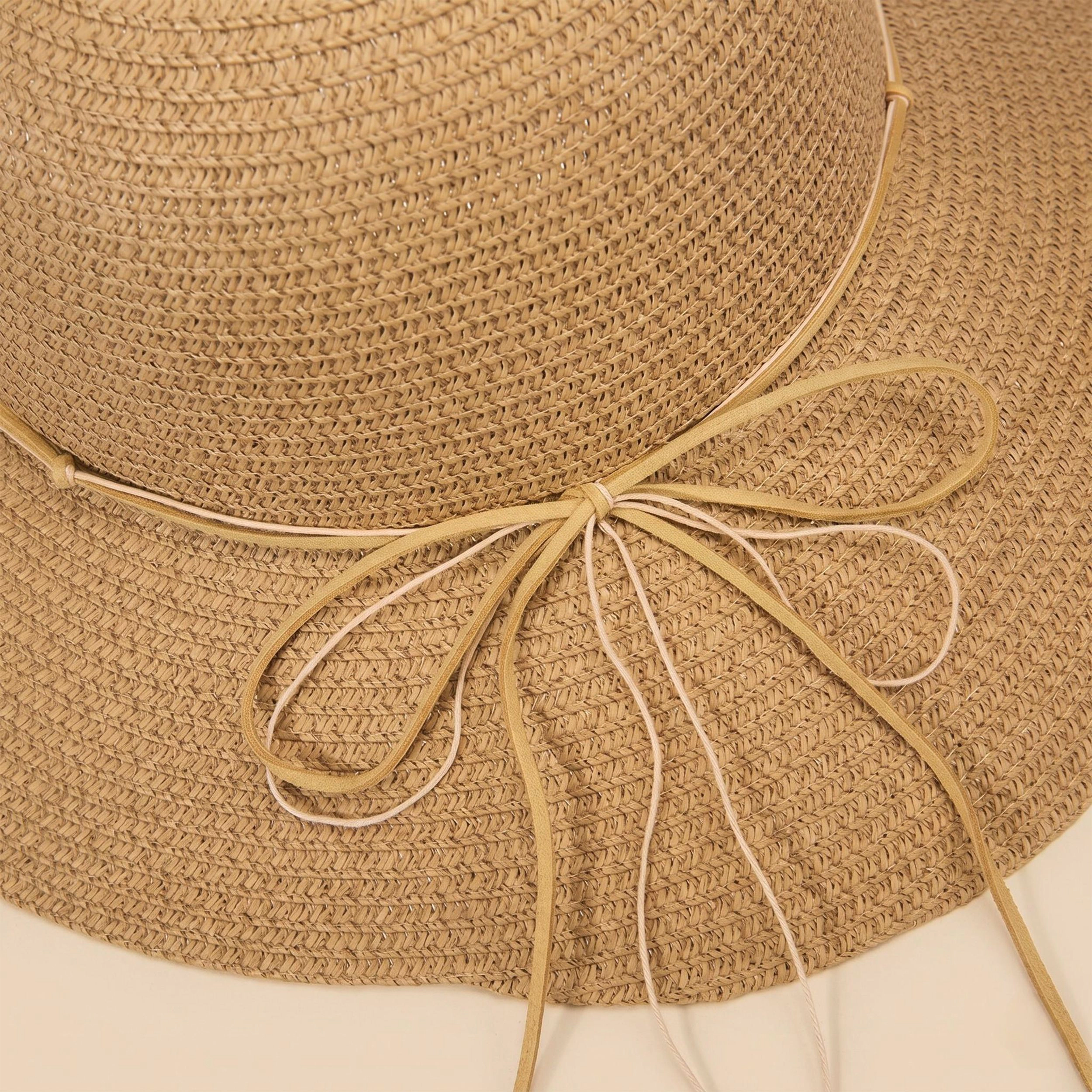 Anna-Kaci Womens Straw Sun Hat Wide Brim Beaded Trim Summer Beach Vacation Lightweight