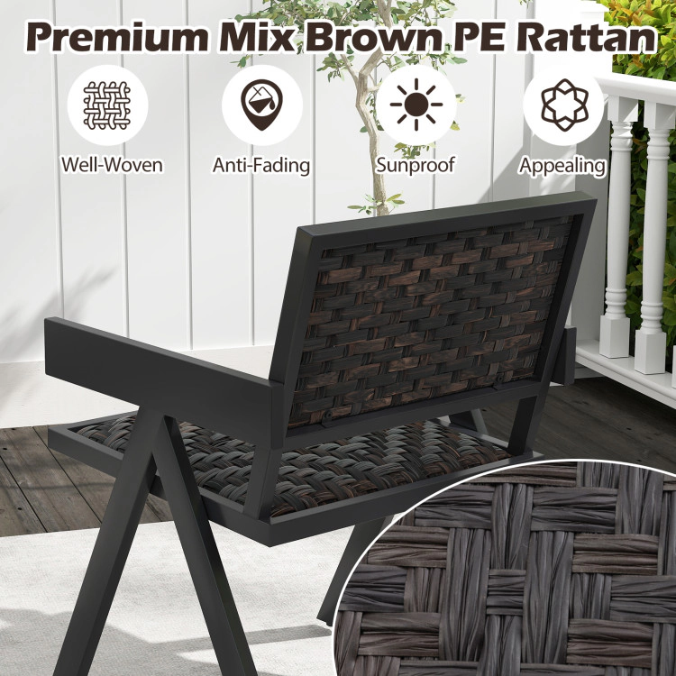 Hivvago 3 Pieces Patio Pe Wicker Bistro Set With Quick-Drying Foam-Black