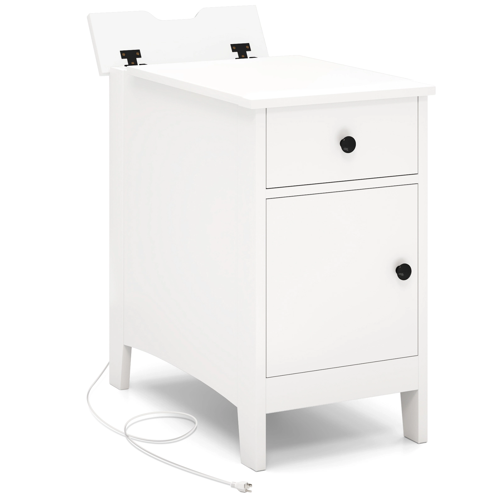 SlickBlue Flip Top Nightstand with Charging Station