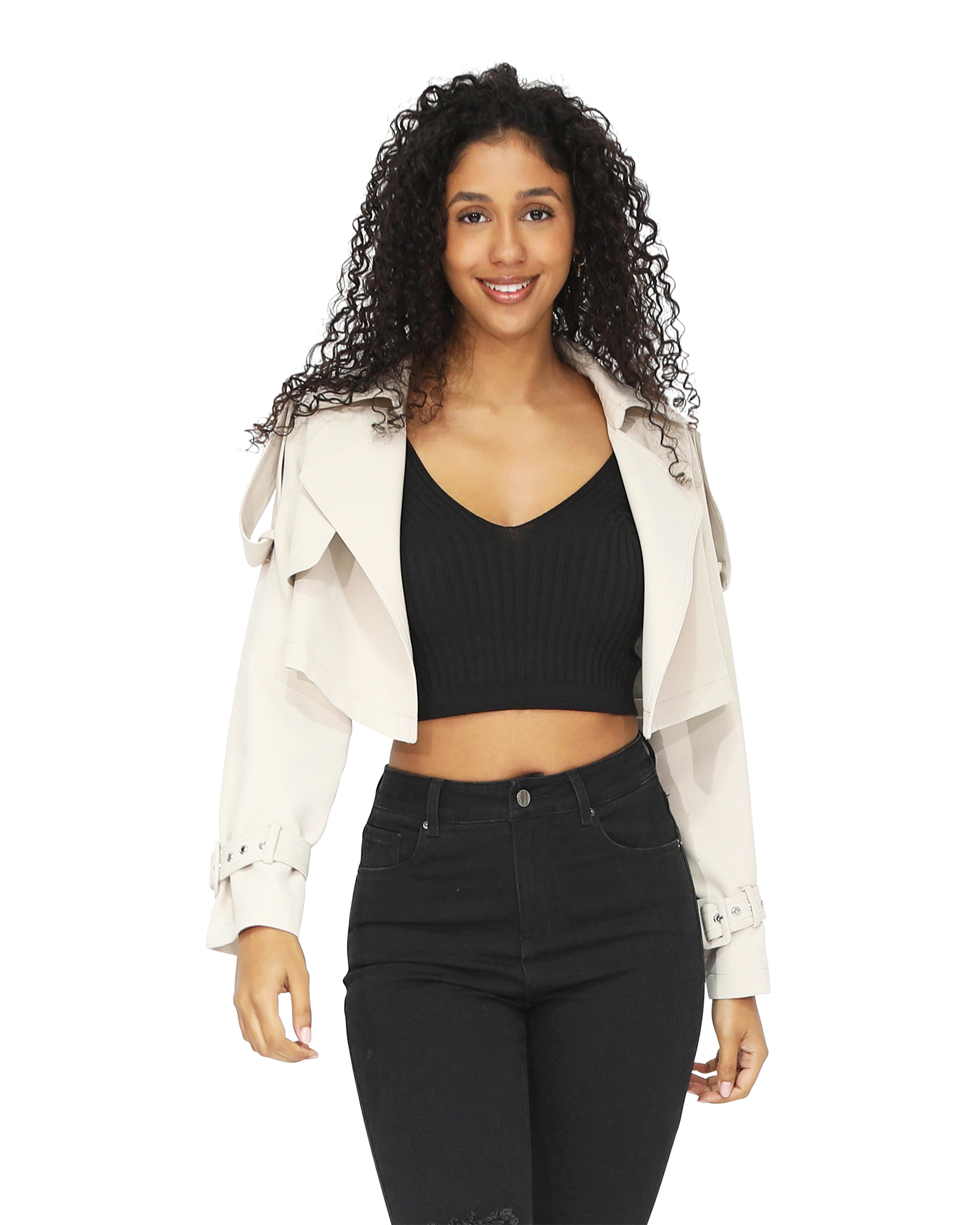 Belle & Bloom Womens Manhattan Cropped Trench