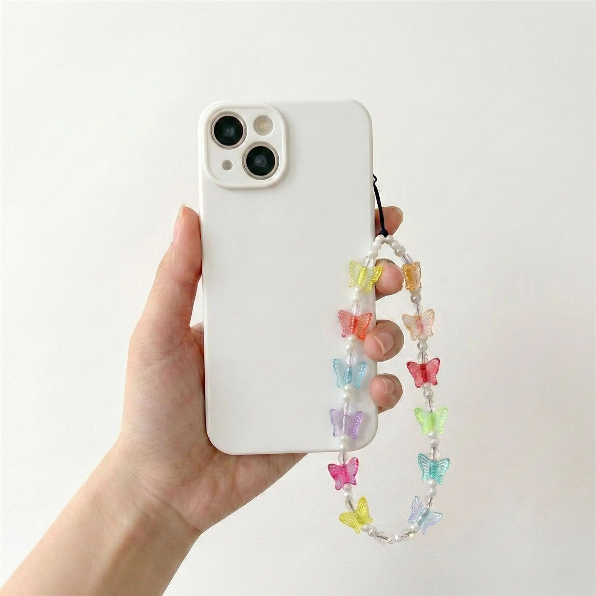 Alilang Women's 3-PC Beaded Butterfly Phone Charm Strap with Colorful Acrylic Charms