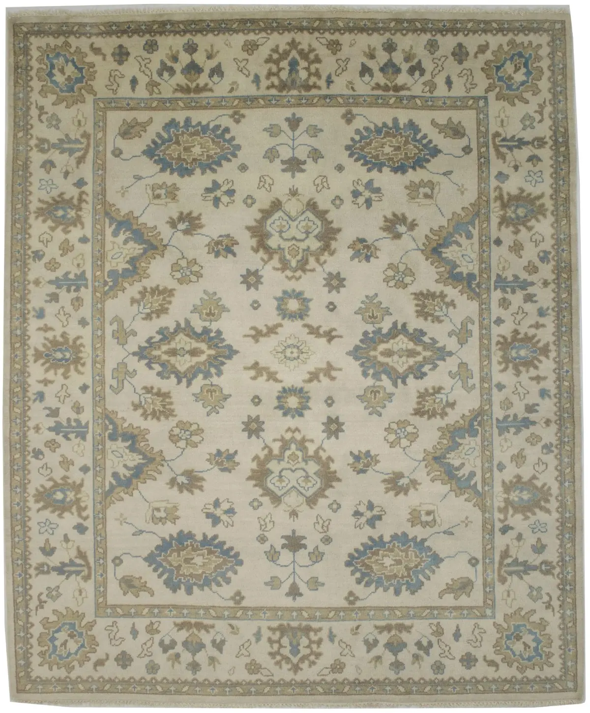 Magic Rugs 9'10 X 8'2 Hand Knotted Oushak Chobi Muted Floral Wool Rug