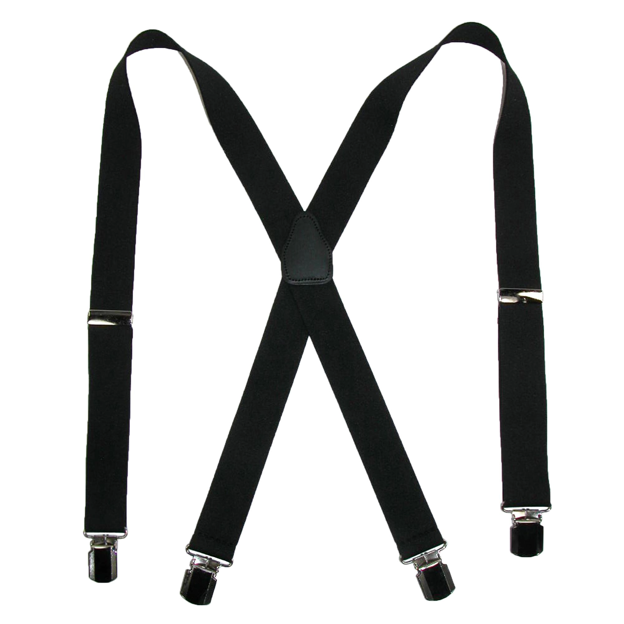 CTM Men's Elastic with Anti Slip Pin Clip 1 1/2 Inch Solid Suspenders
