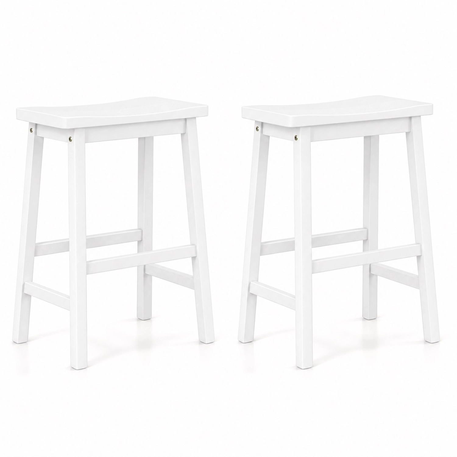 LJG Set of 2 Saddle-Seat Counter Height Stools with Curved Seat and Footrests