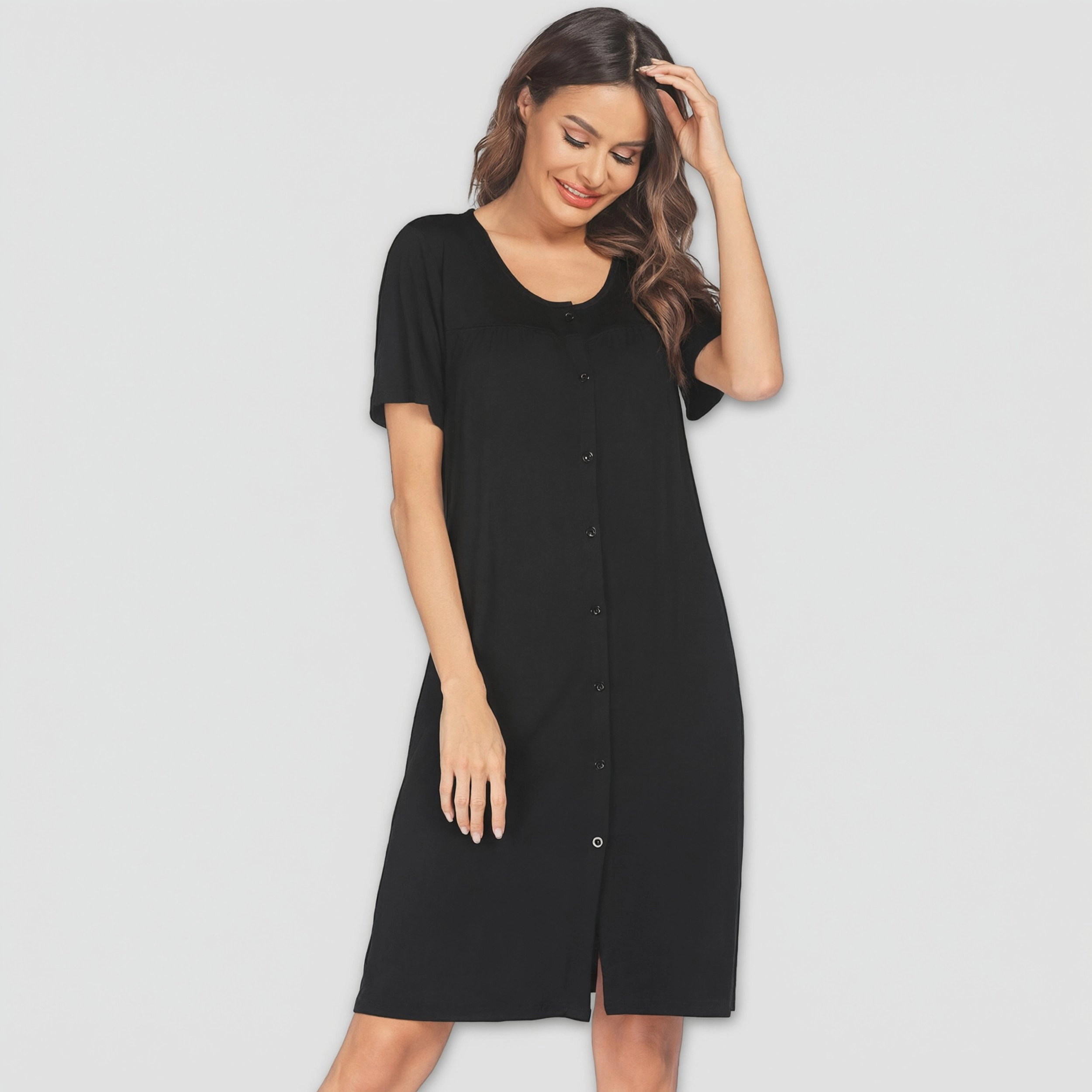 Ekouaer Dresses for Women Button Down Nightgowns Short Sleeve