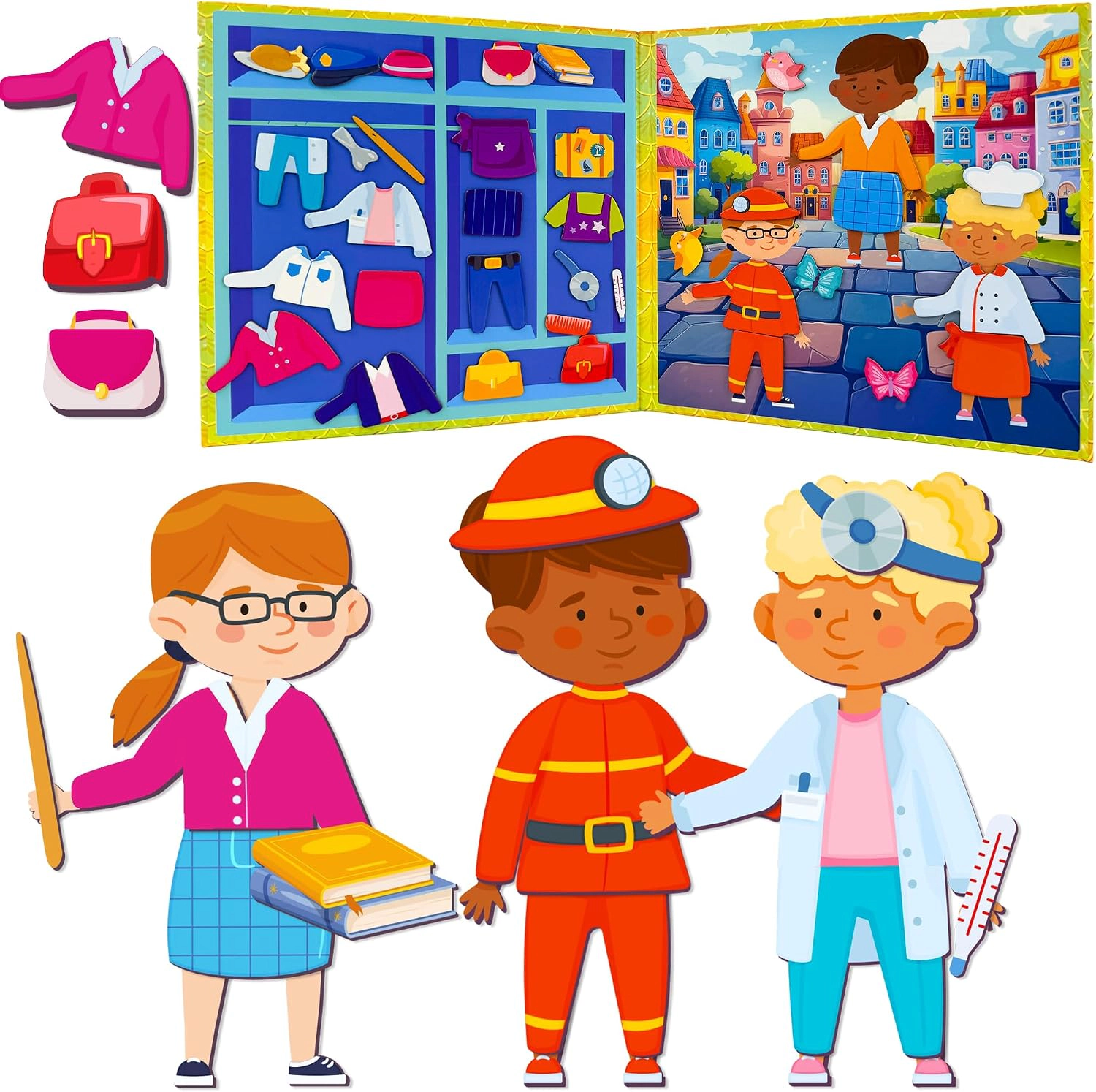 QUOKKA Magnetic Dress-Up Dolls, Creative Pretend Play Set with Mix & Match Outfits for Kids Ages 3-5