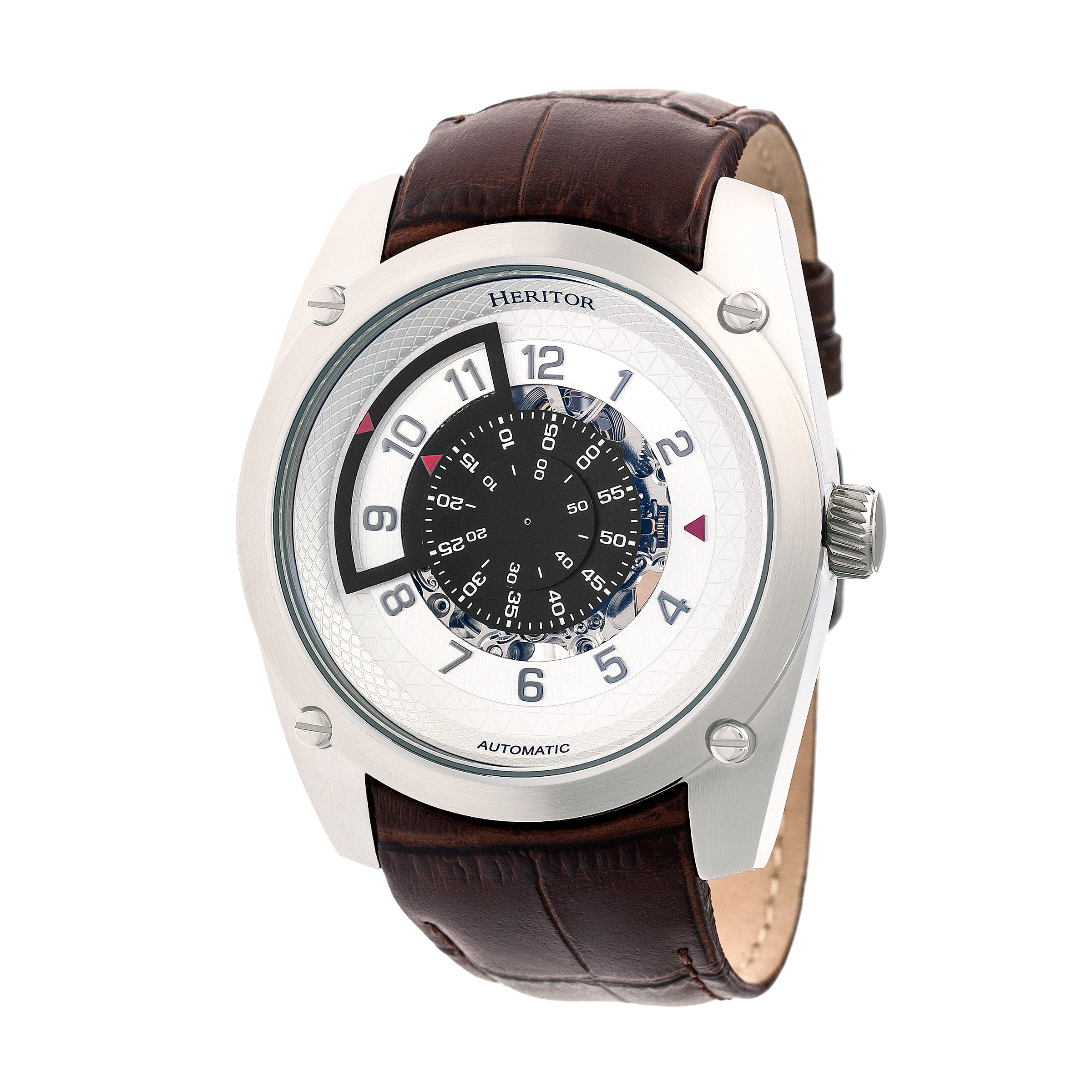 Heritor Automatic Daniels Semi-Skeleton Leather-Band Watch