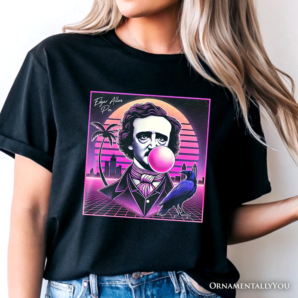 OrnamentallyYou Unisex Synthwave 80's Edgar Allan Poe Horror Halloween T-Shirt