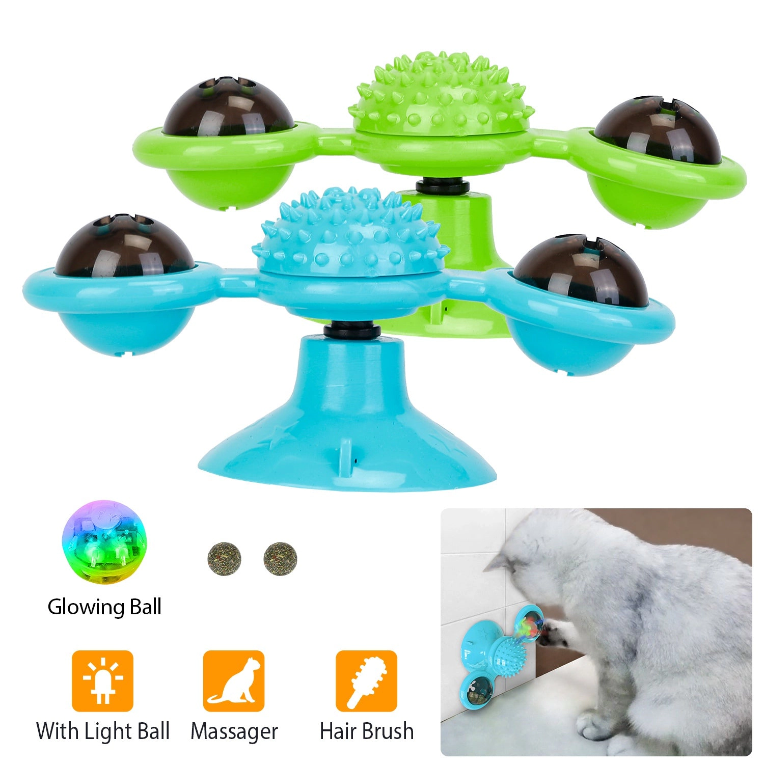 GBruno Interactive Windmill Cat Toy With Catnip Ball