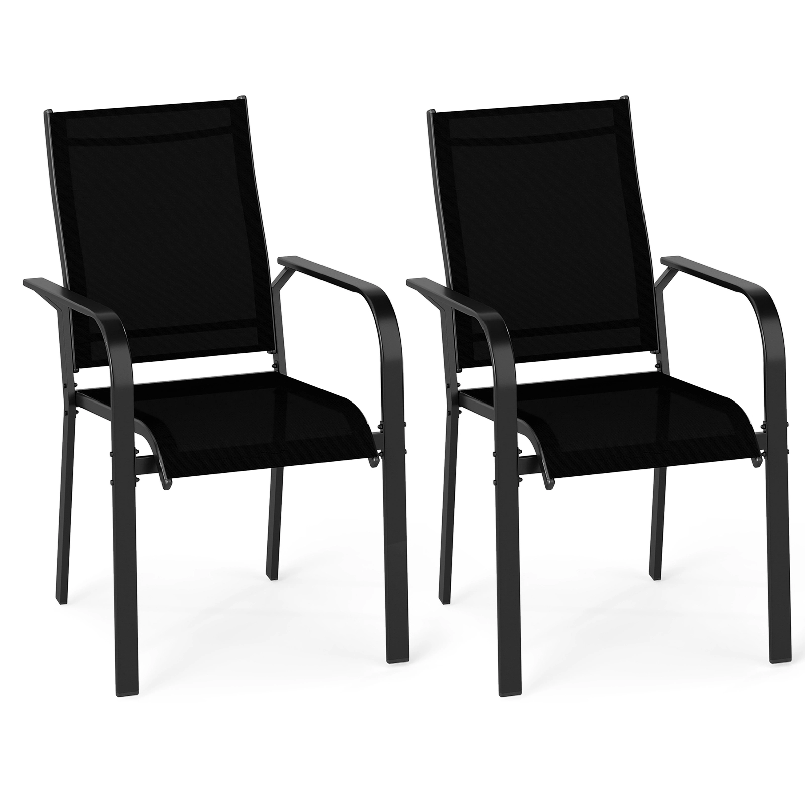 LJG Patio Dining Chairs Set of 2/4/6 Stackable Outdoor Armchairs with Metal Frame