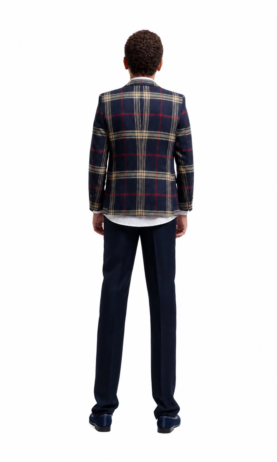 Elie Balleh Boys Slim Fit Classic Plaid Blazer