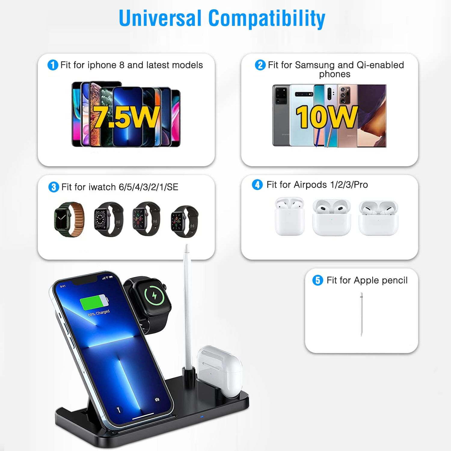 GBruno 4-in-1 Foldable Wireless Charging Station