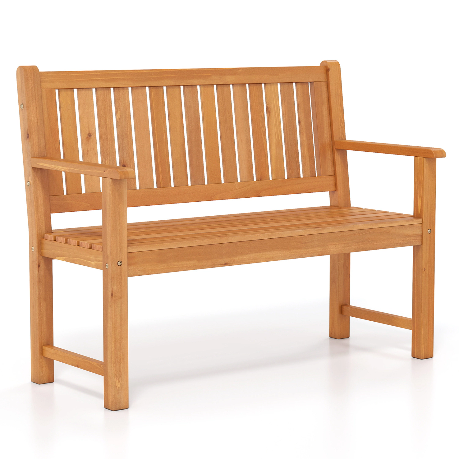 LJG 2-Seater Outdoor Wooden Bench with Backrest and Armrests