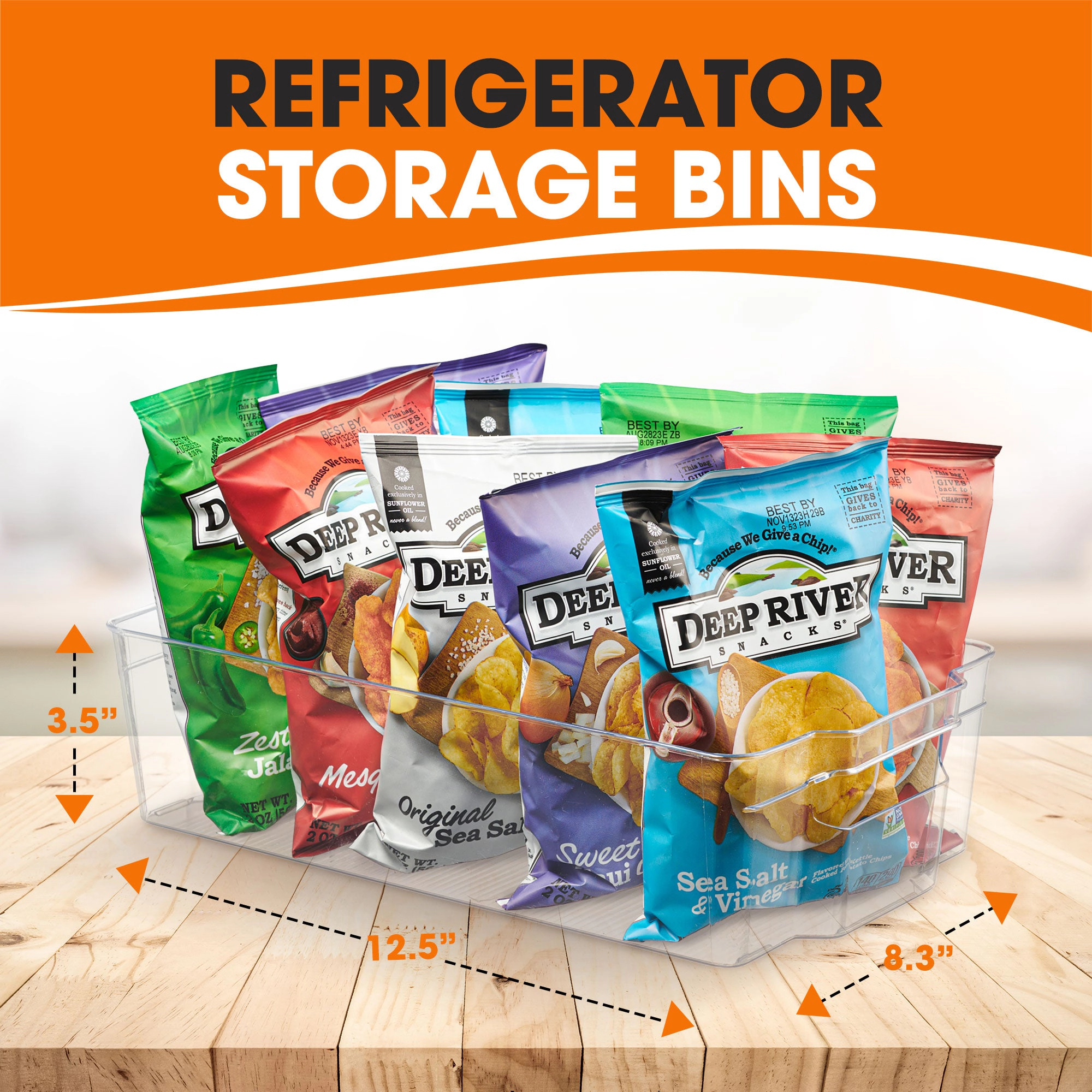 Cheer Collection Clear Refrigerator Organizer Bins, BPA Free