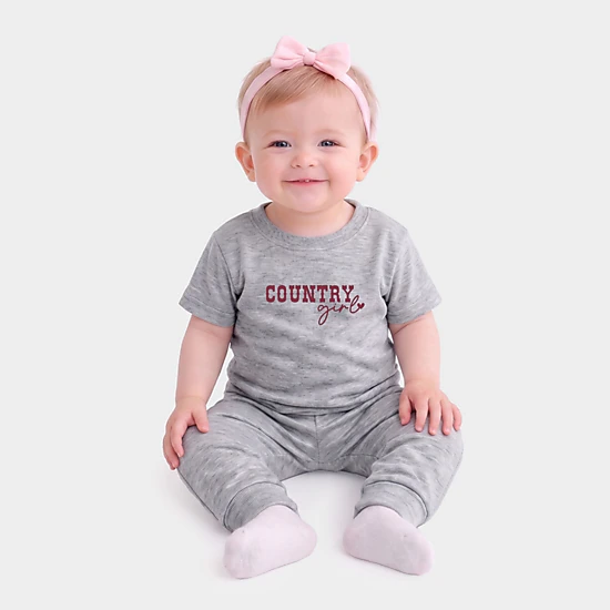 The Juniper Shop - Infant Jogger Pant Crew Set - Country Girl Heart