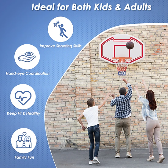SUGIFT Large Shatter-proof Backboard Wall Mounted Basketball Hoop 18-in ...