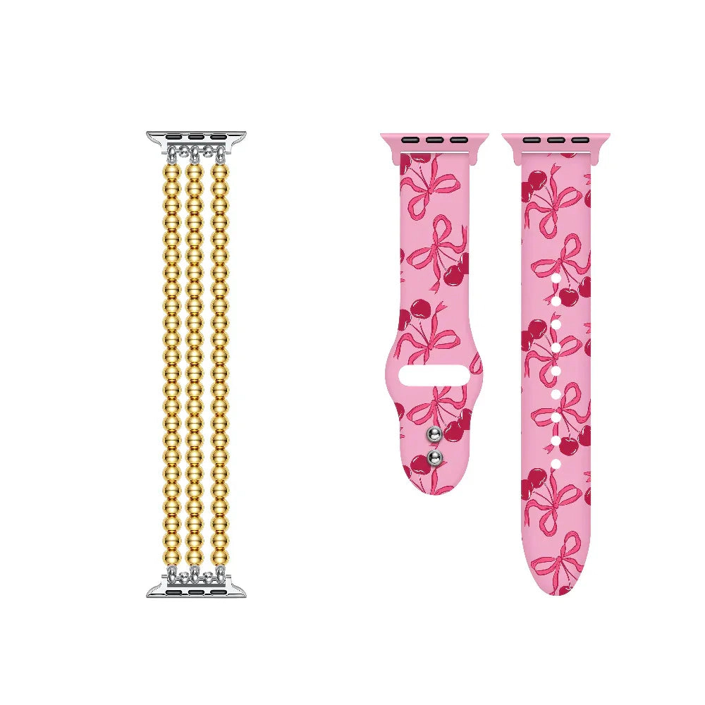 Posh Tech Womens 2-Pack Beaded + Cherry Silicone Bands for Smartwatch