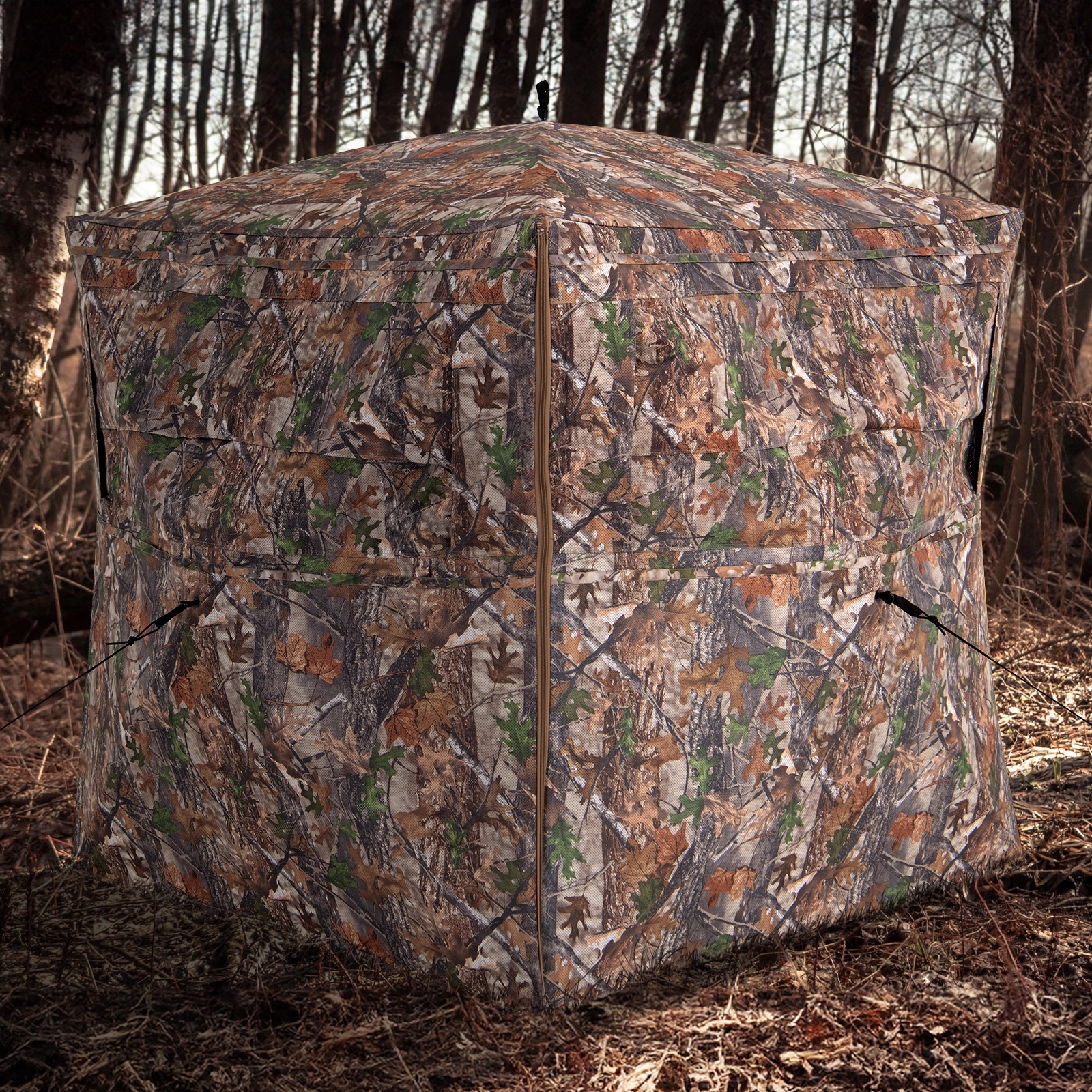 SUGIFT Camouflage 84-in 360-Degree One-Way See-Through Pop-Up Hunting Blind with Full-Open Door
