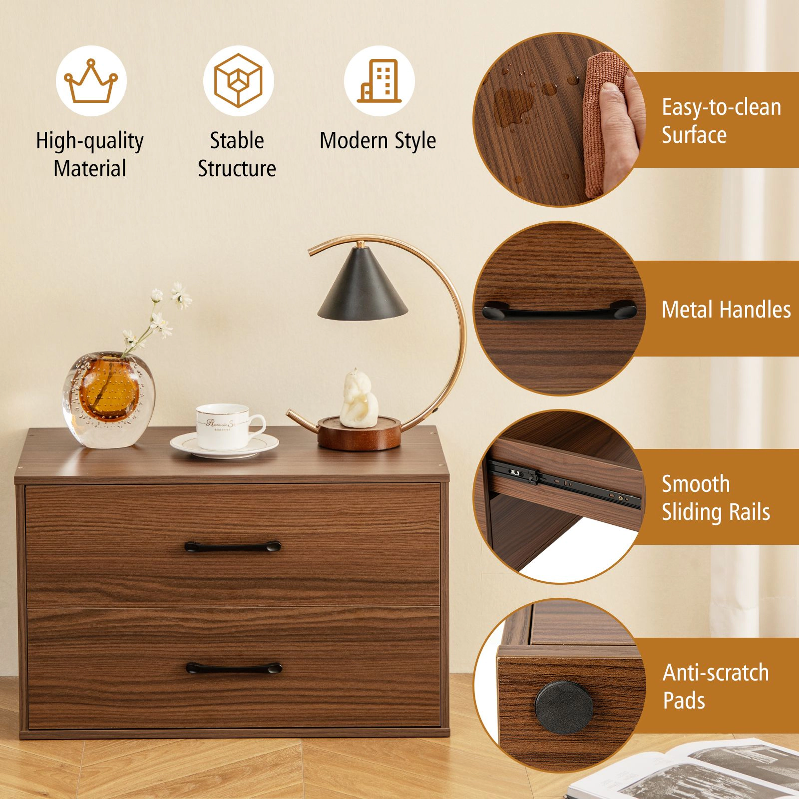 SlickBlue 2 Drawer Storage Organizer Cabinet with Stackable Design