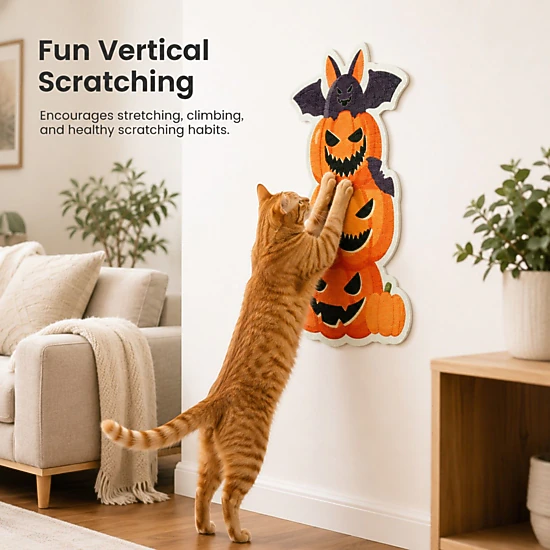 Alilang Pet Halloween Self-Adhesive Wall Furniture Cat Scratcher Pad 31.5 x 19.7 in