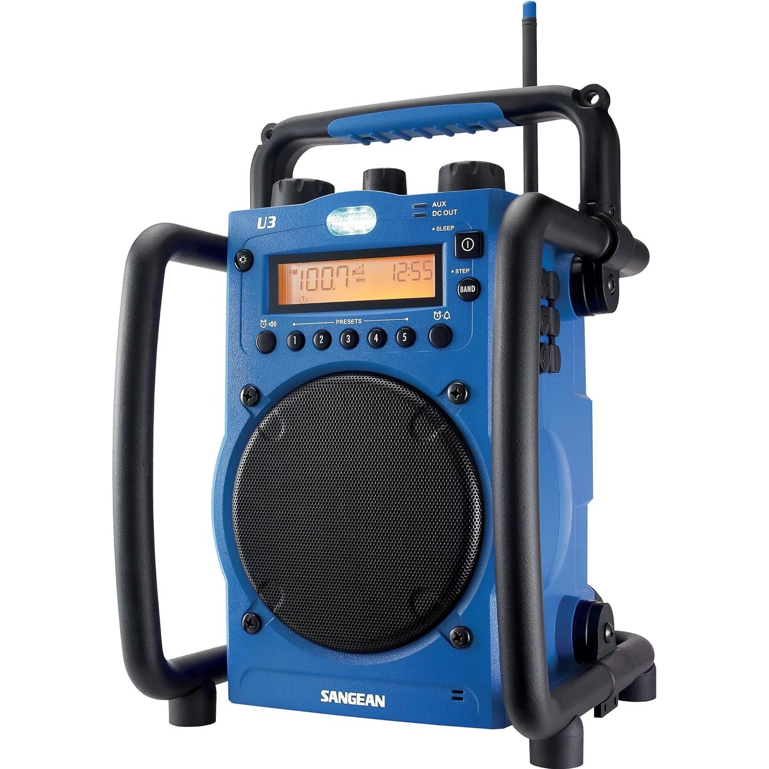 SANGEAN U3 Ultra-Rugged AM/FM Radio, Water-Resistant Digital Tuning - Blue/Black