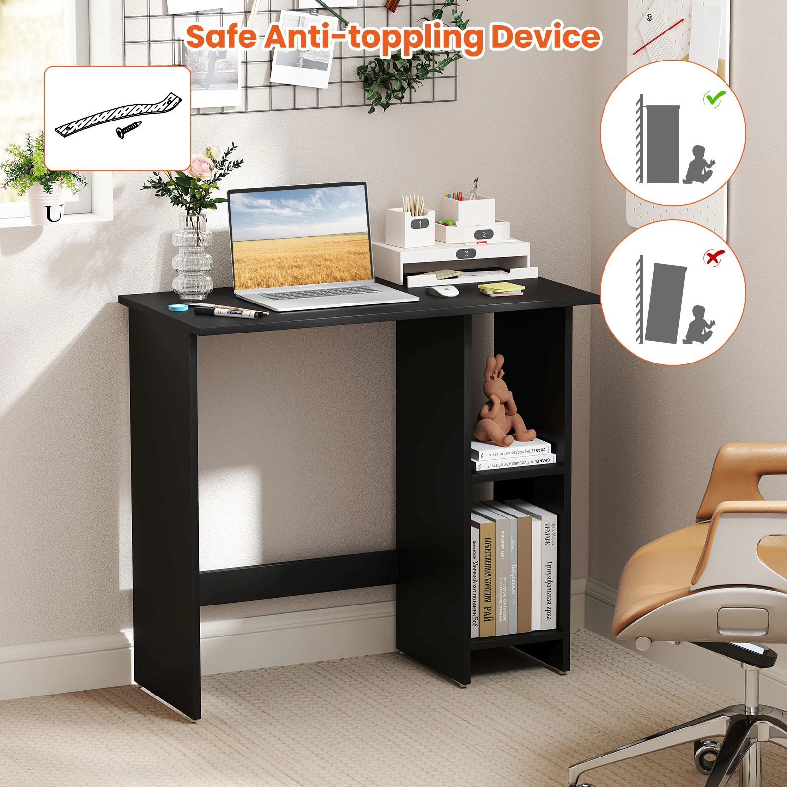 SlickBlue Compact Computer Desk with Adjustable Shelf